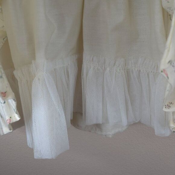 Vintage 90s Daisy Kingdom Dress Girls Size 8 Modest Floral Ribbons Puff Sleeves - Picture 9 of 9